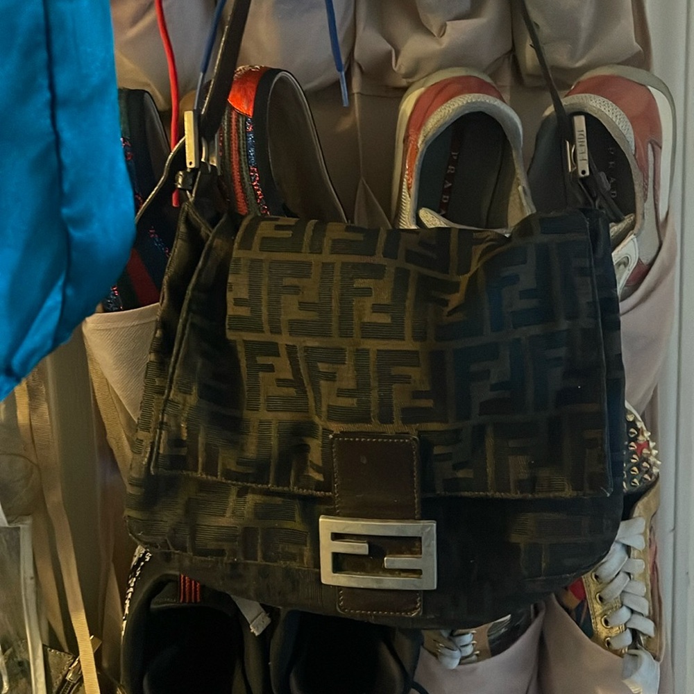 Fendi Black and Brown Logo Shoulder Bag